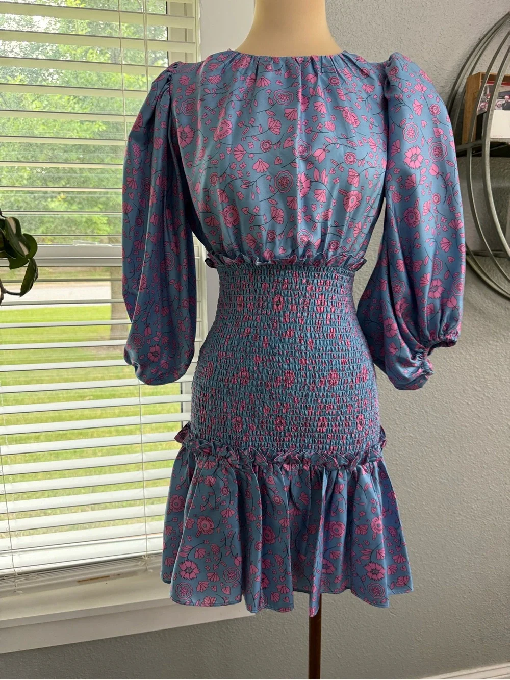 Cynthia Rowley Rosalyn Smocked Silk Twill Dress   Size XS - Picture 6 of 8